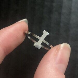 Stainless Steel Letter I Initial Ring Size 12.5
